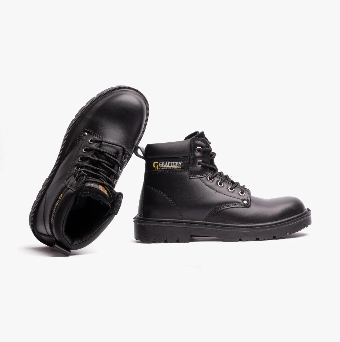 M958A Mens Leather Safety Boots Black